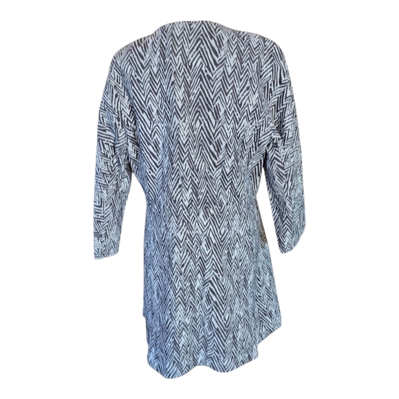 Cabi Grey White 3/4 Sleeve Chevron Print Ponte Knit Blazer Jacket L - Picture 7 of 11